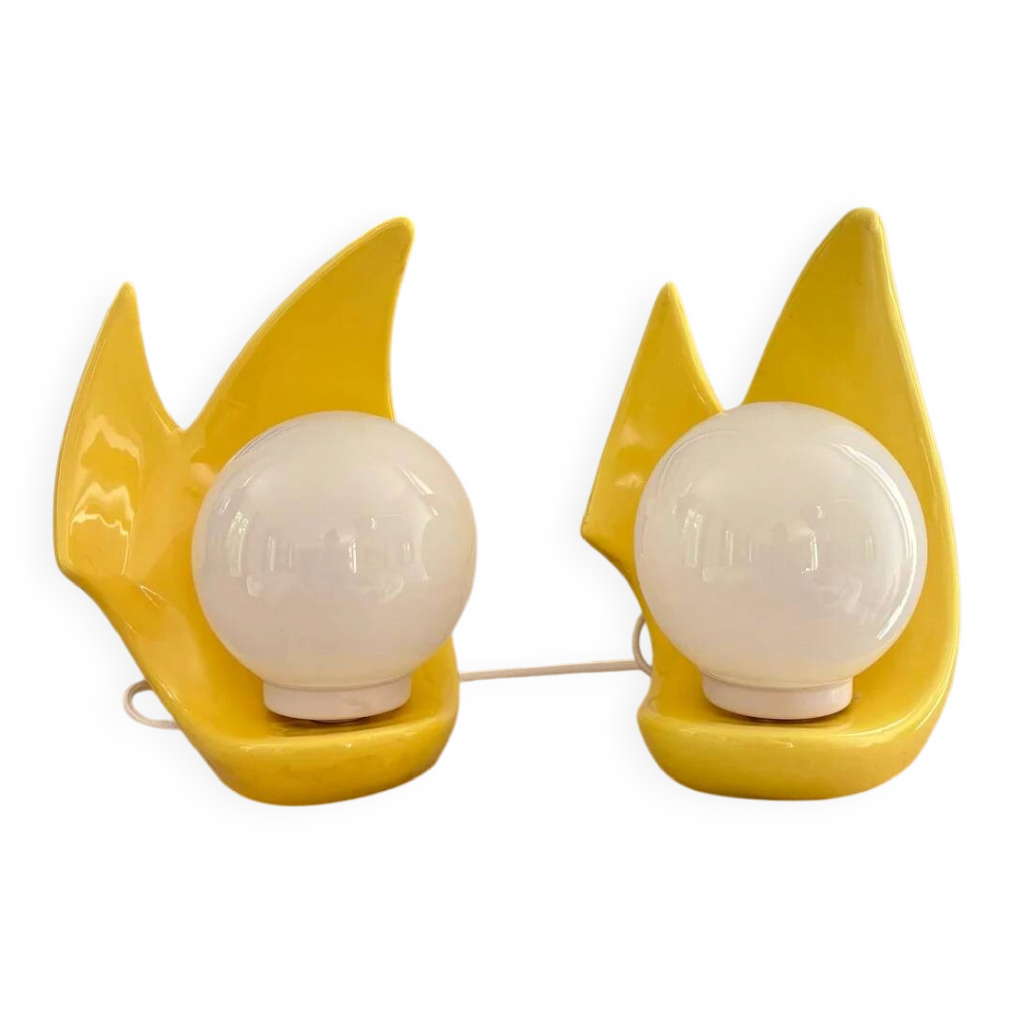 Pair of bright yellow POP lamps - 1980.