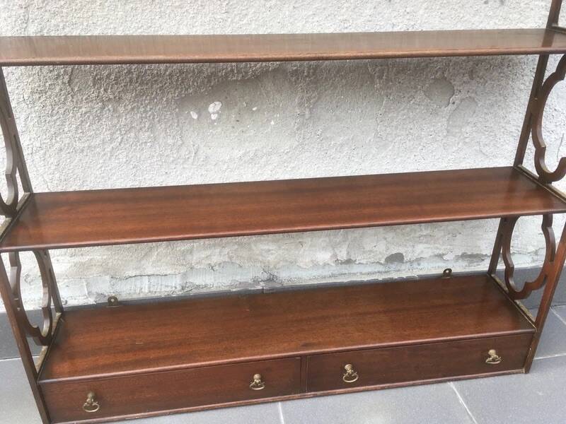 English Mahogany Wall Shelf – Georgian Style Bookcase Early 20th Century