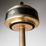 Ashtray on feet 60s gold, glass and leather