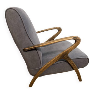 Fauteuil en bois cintré - tissu gris