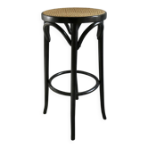 Tabouret de bar en bois courbé et assise cannée