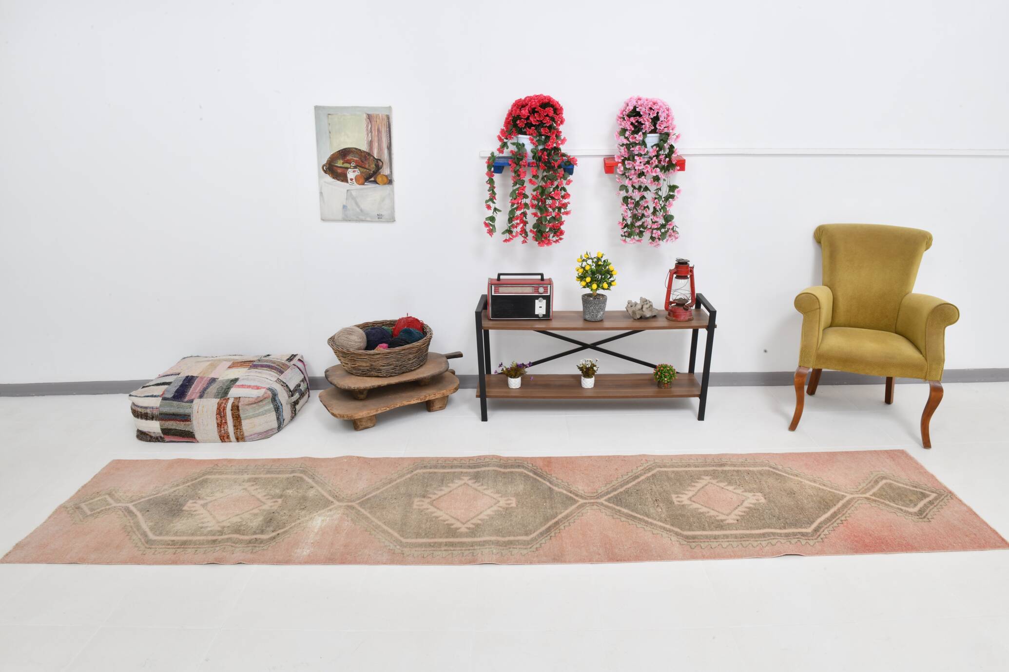 3x12 Pale Red Brown Vintage Runner Rug 80x380Cm SK 21977