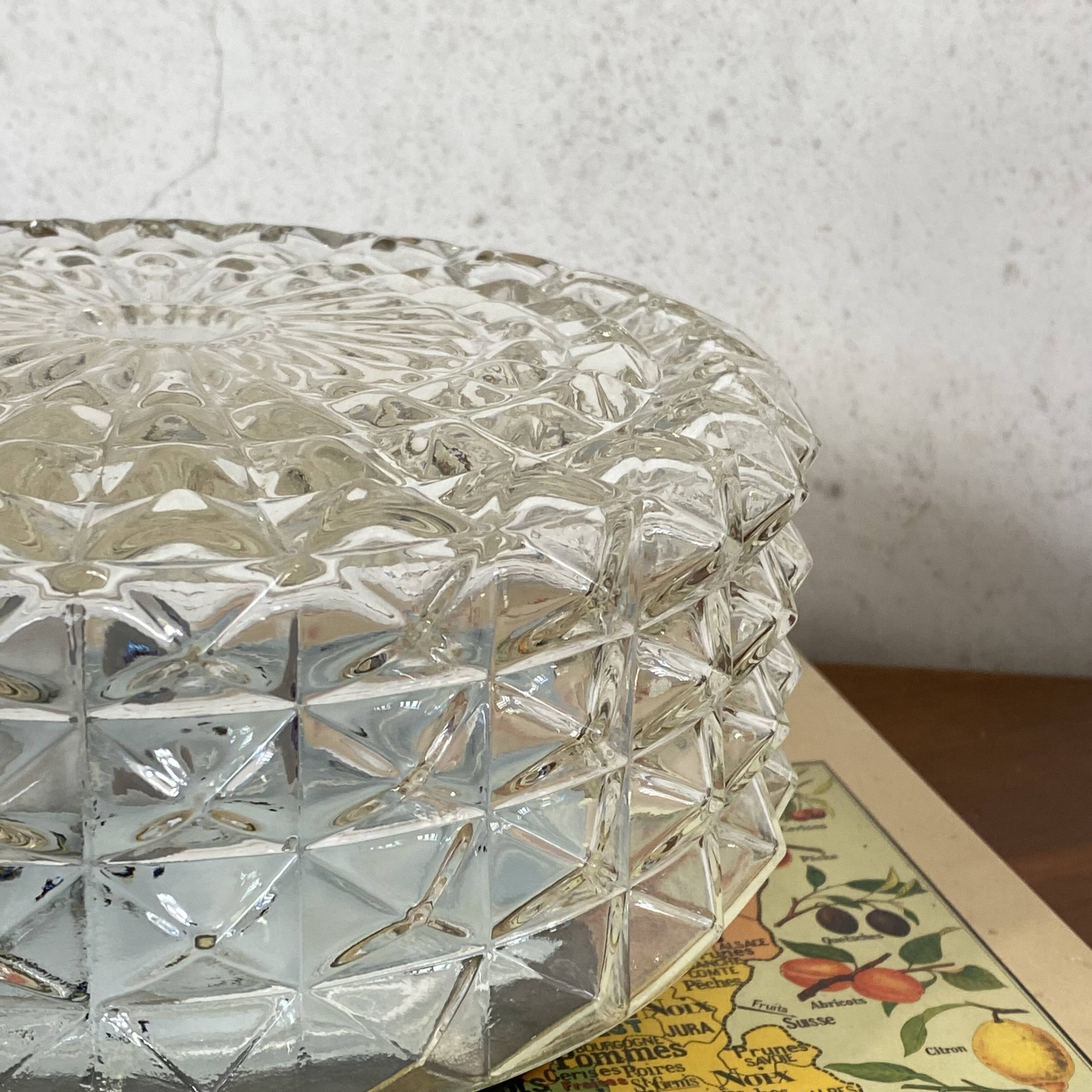 Wall-mounted ceiling light transparent glass vintage 1970s fixture