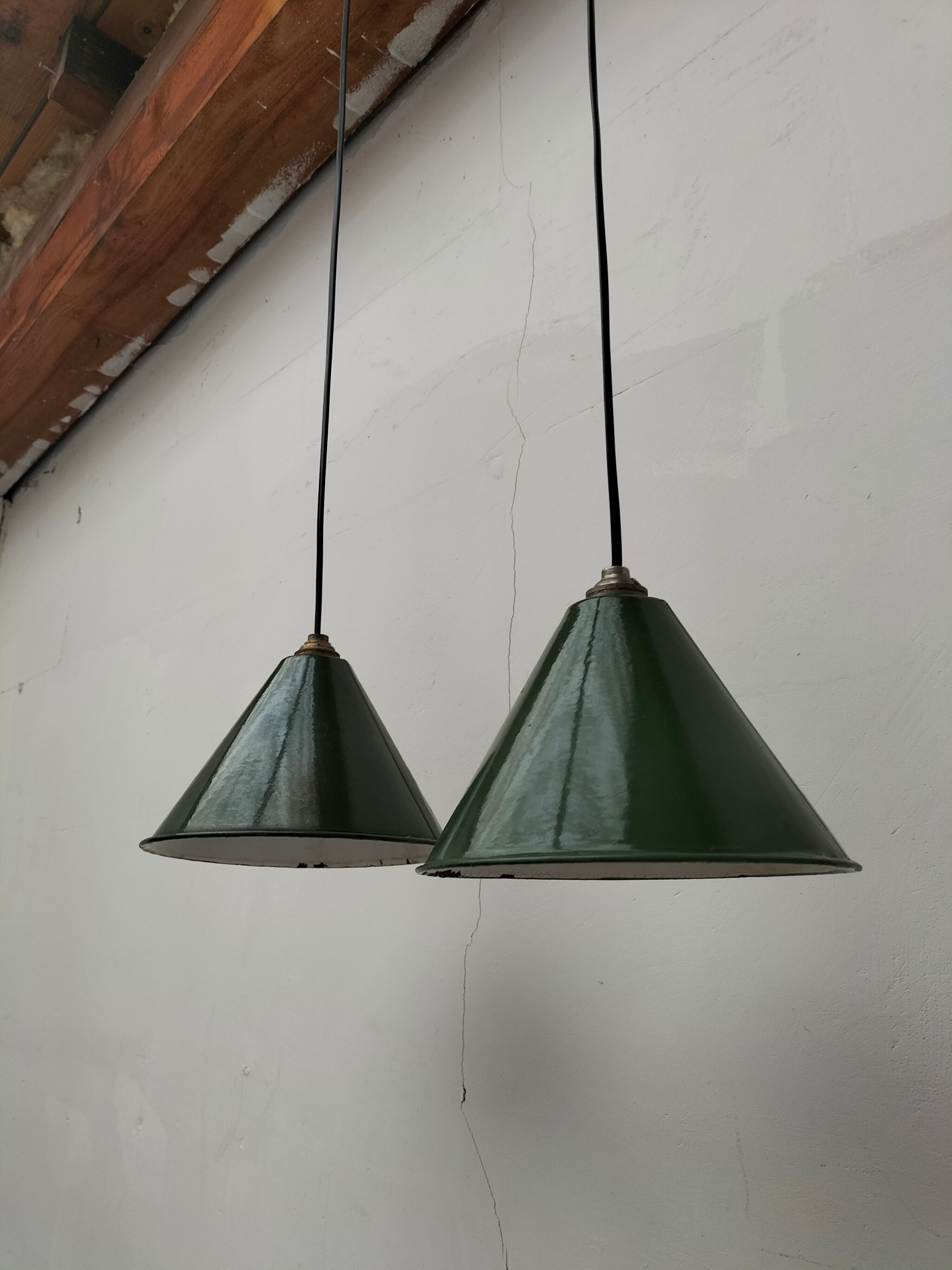 Pair of industrial hanging lamps