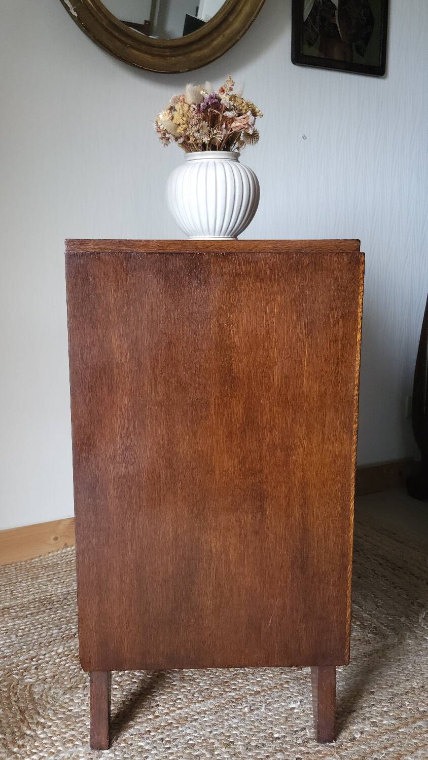 Low cabinet with compass feet, vintage oak