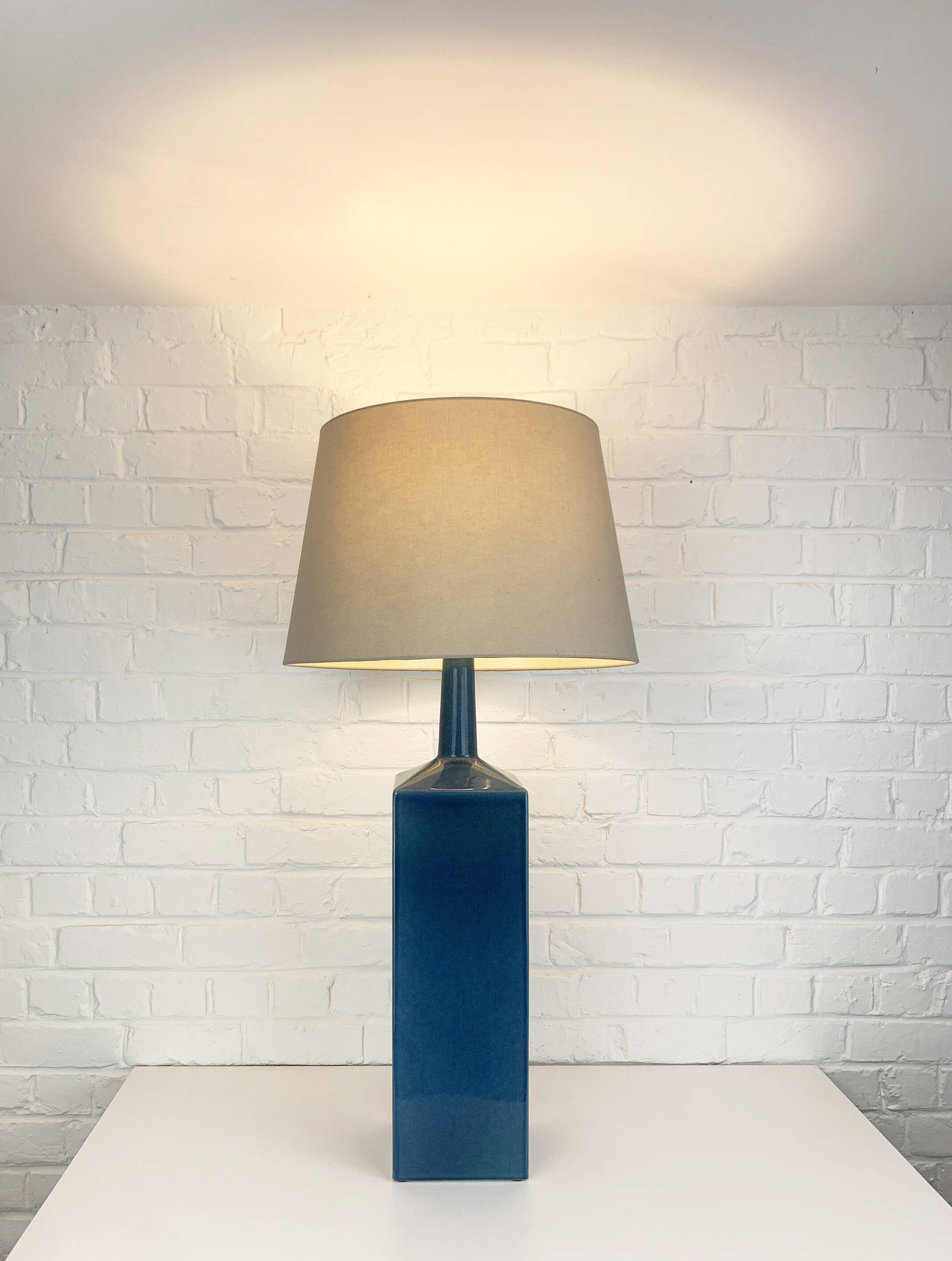 Le Klint Floor Lamp Model No. 357 in blue ceramic, glazed stoneware, Denmark