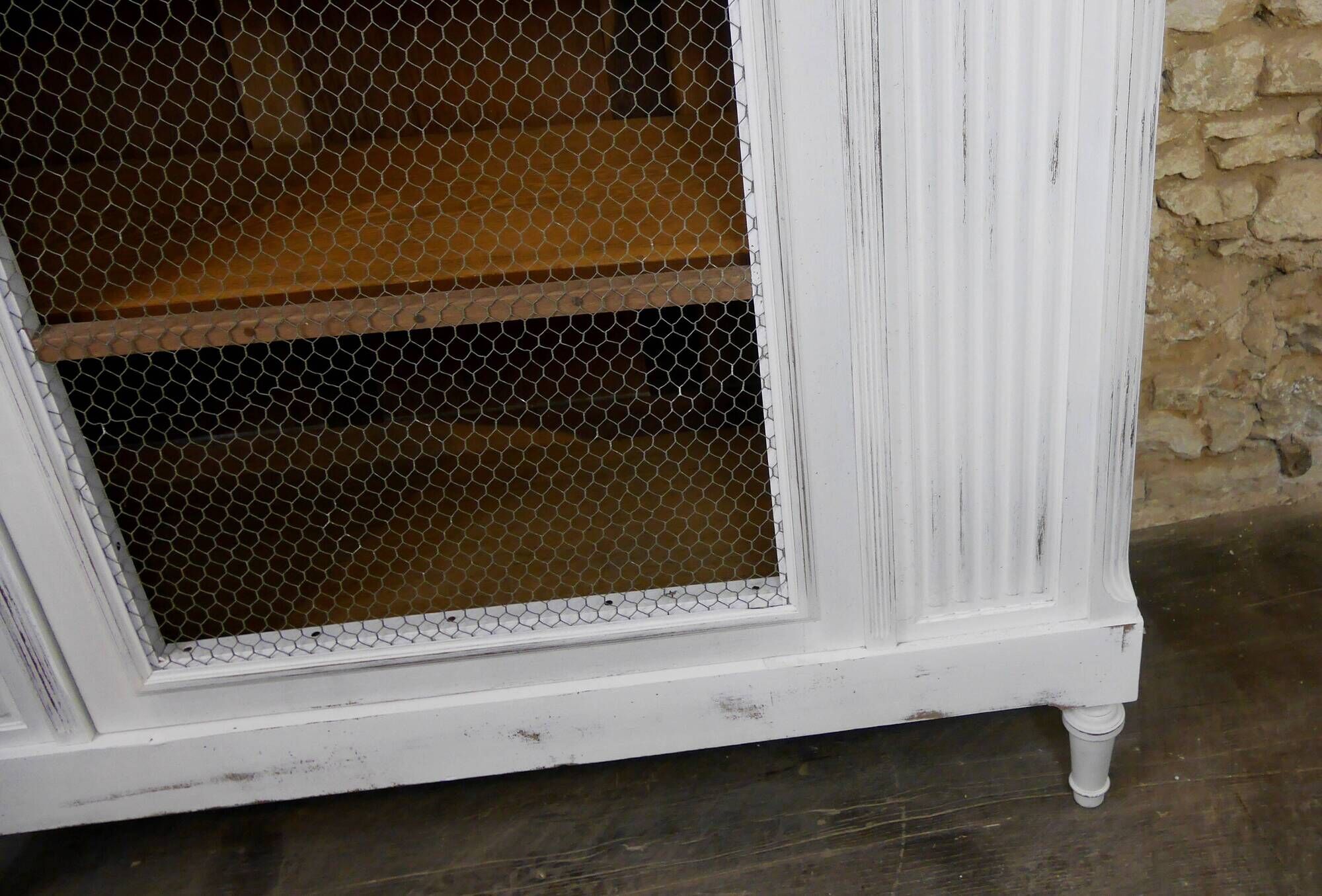 shabby wardrobe with Louis XVI style mesh door