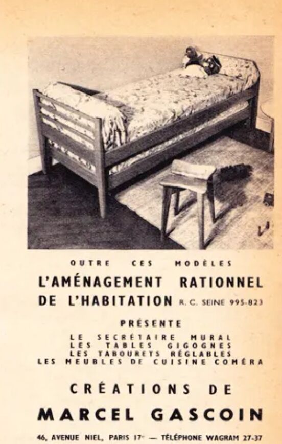 Pair of vintage beds Marcel Gascoin 1950