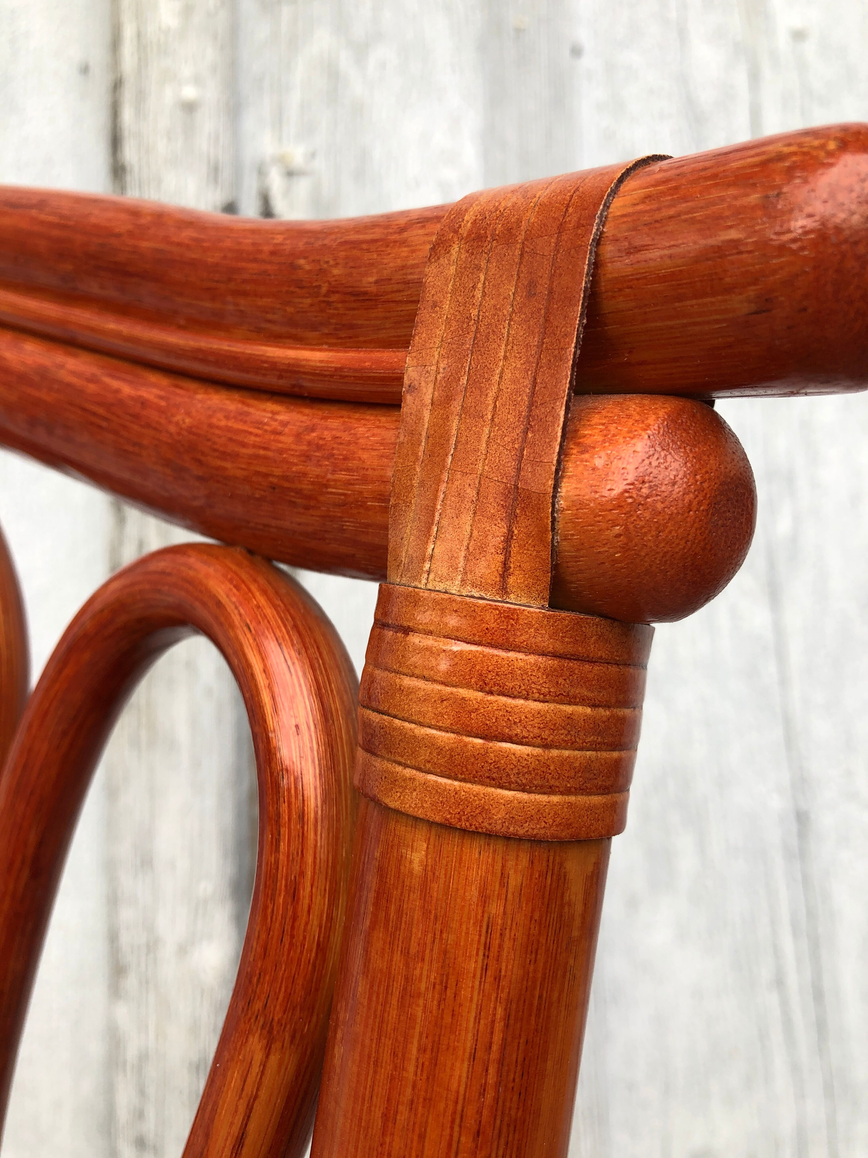 4 chaises bambou et cuir Roche Bobois 1960