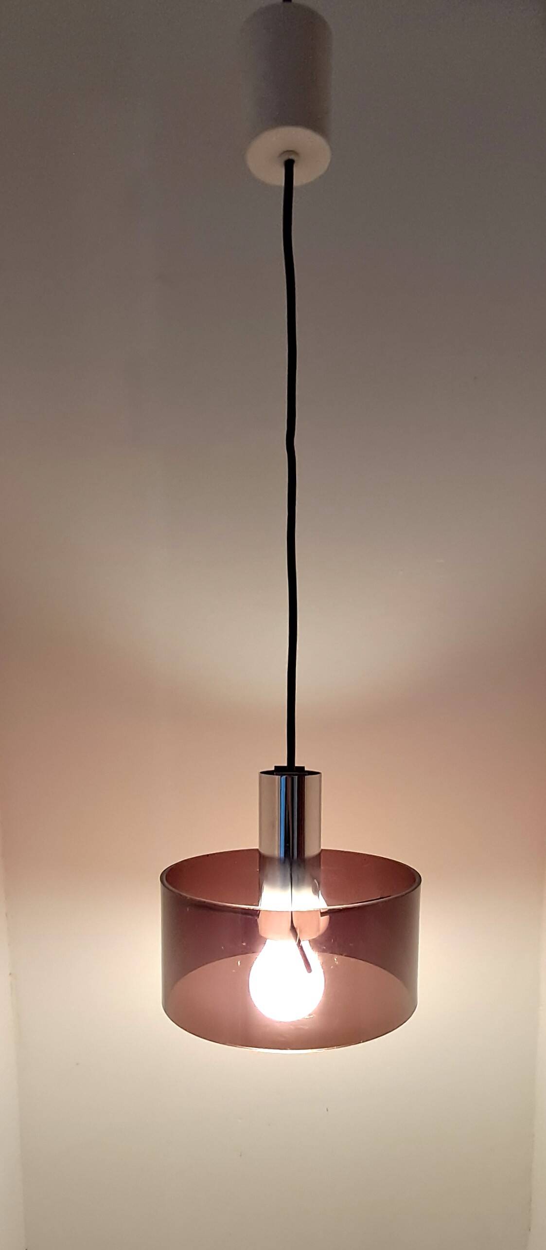 Oxar 1970 pendant light in smoked brown pvc.
