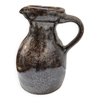 Glazed brown stoneware pitcher from Puisaye