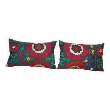 Set of 2 vintage embroidered cushion covers 41x61 cm
