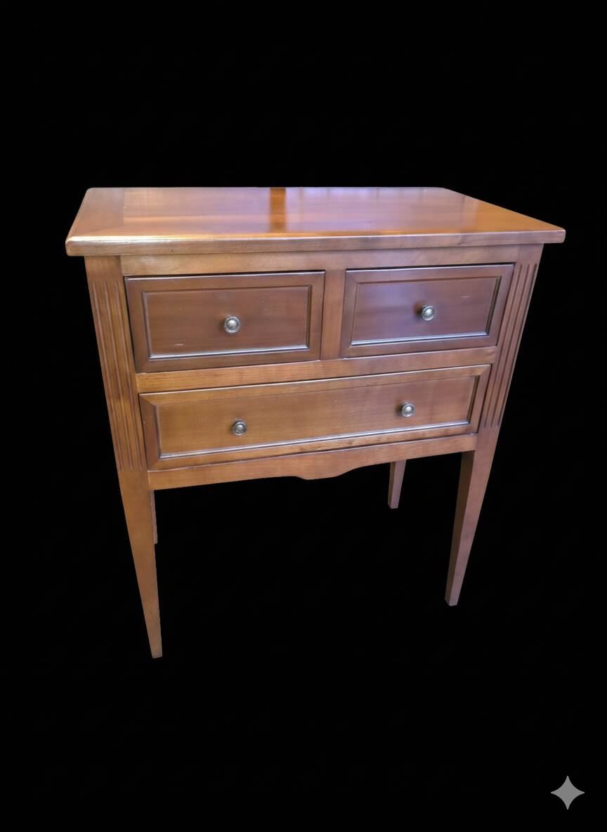 Louis XVI style commode in solid cherry wood.