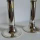 2 Elegant Vintage Mid Century Modern Silver Plated Candlestick Holders