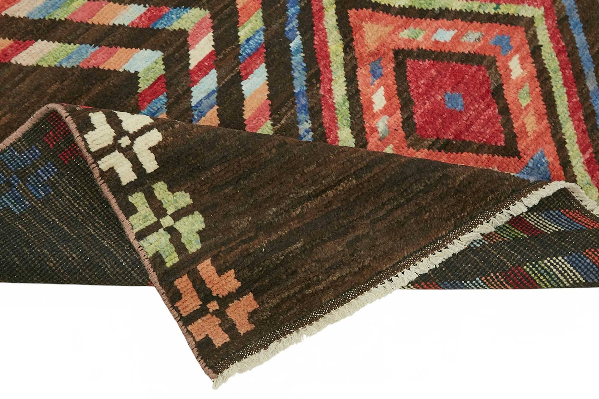 Hand-Knotted Tribal Unique 173 cm x 238 cm Brown Wool Carpet