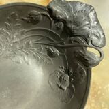 Art Nouveau dish with poppy motifs in pewter