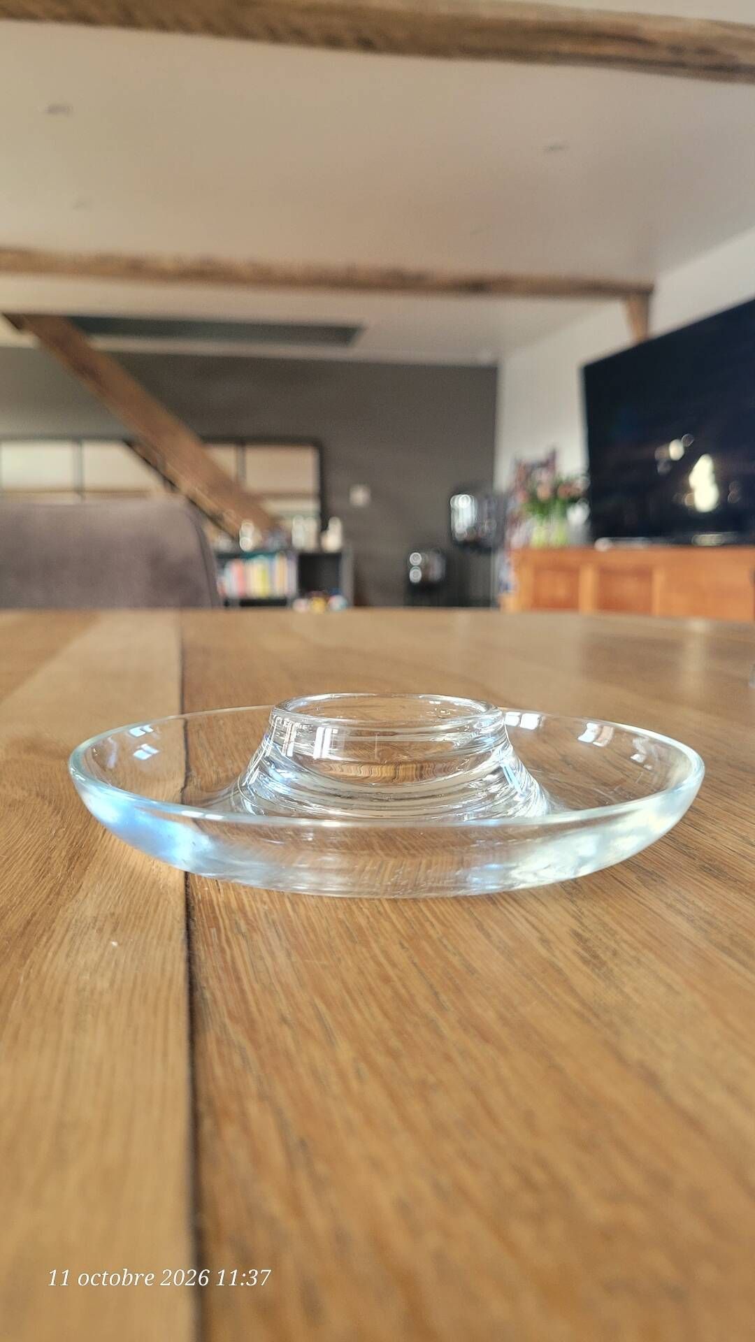 2 egg cups with matching glass cloches in transparent glass