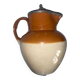 Old brown and beige Langley Mill 19th century pitcher with its pewter lid