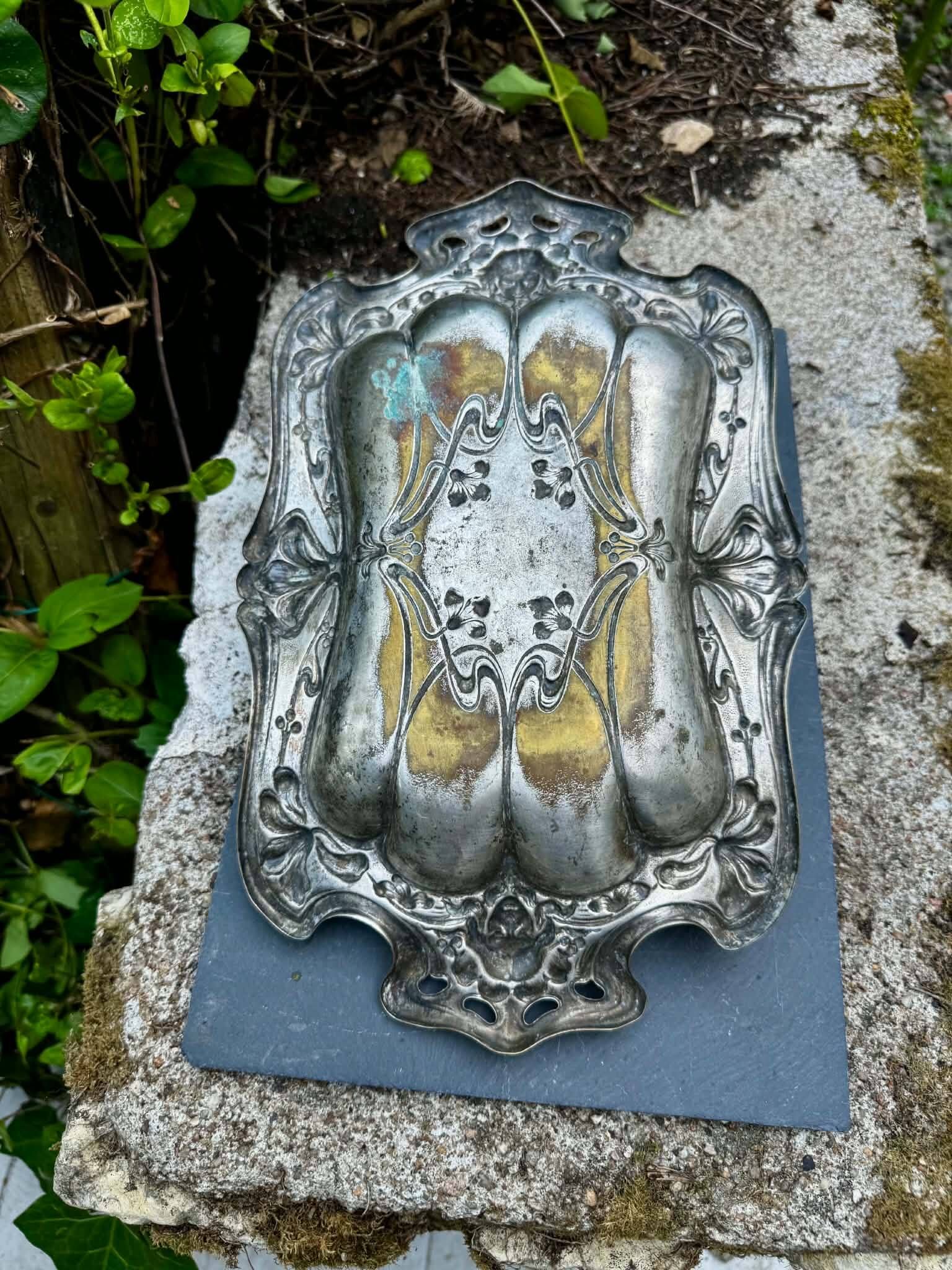 Plateau argenté Art Nouveau Jugendstil XIXe siècle