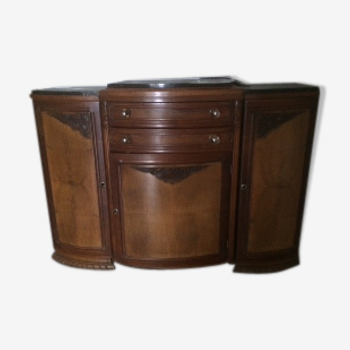 Buffet art deco porte bombé dessu marbre noir