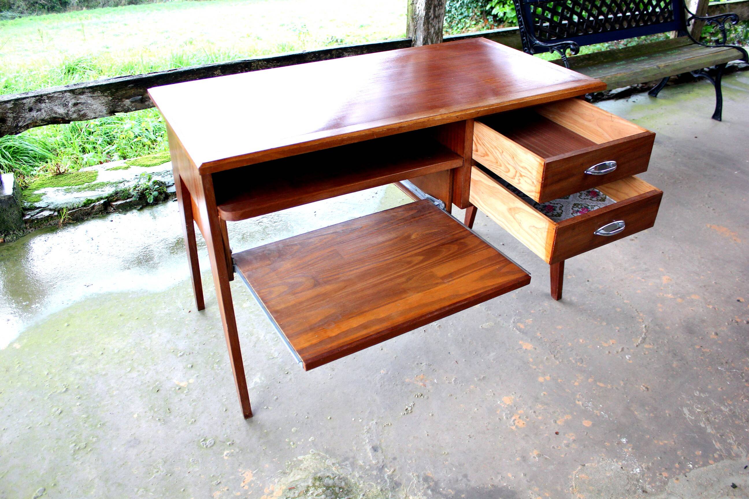 Scandinavian teak desk from the 60s, vintage design