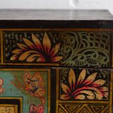 Ancien coffre oriental avec peinture de la guerrière Yang Mulan (c.1900) #9