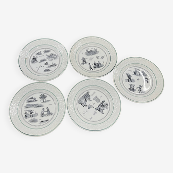 Set of o5 dessert plates with rebus