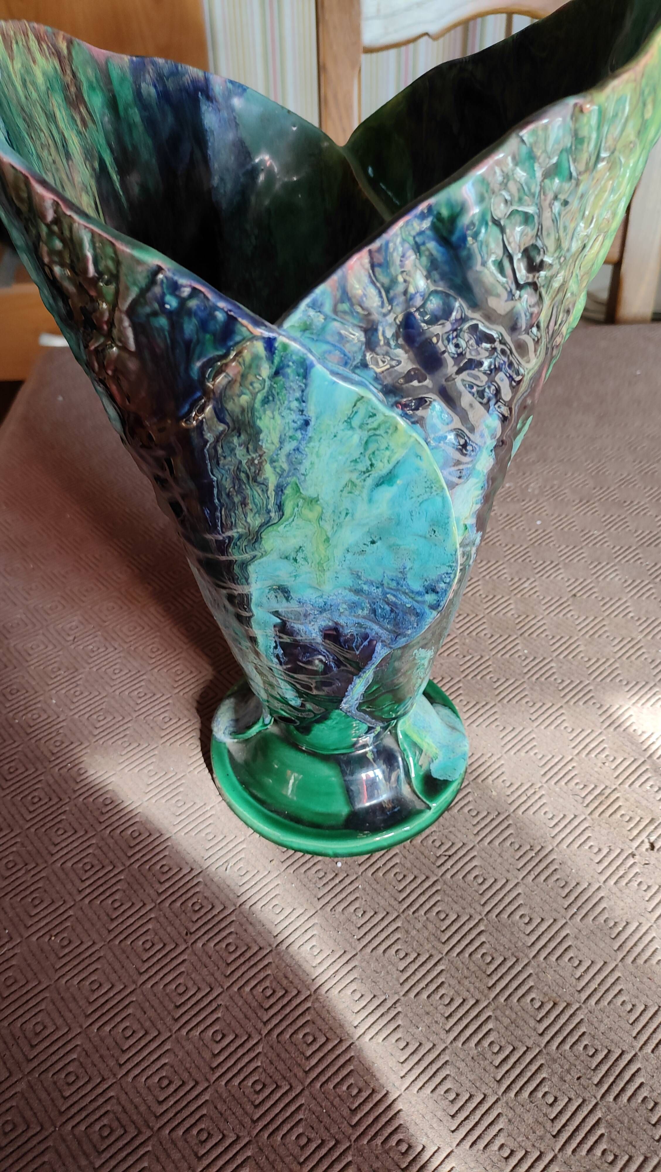 Vintage flared ceramic vase — Balma, Le Brusc (1950s-60s)