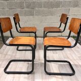 Lot of 4 chairs Vintage Arhend Cantilever oak color