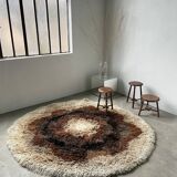 Round vintage wool rug
