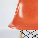 Orange Set (6) Herman Miller Original Eames DSW Dining Side Shell Chairs
