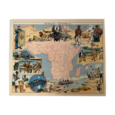 Old illustrated map of Central Africa from 1948 - JP Pinchon