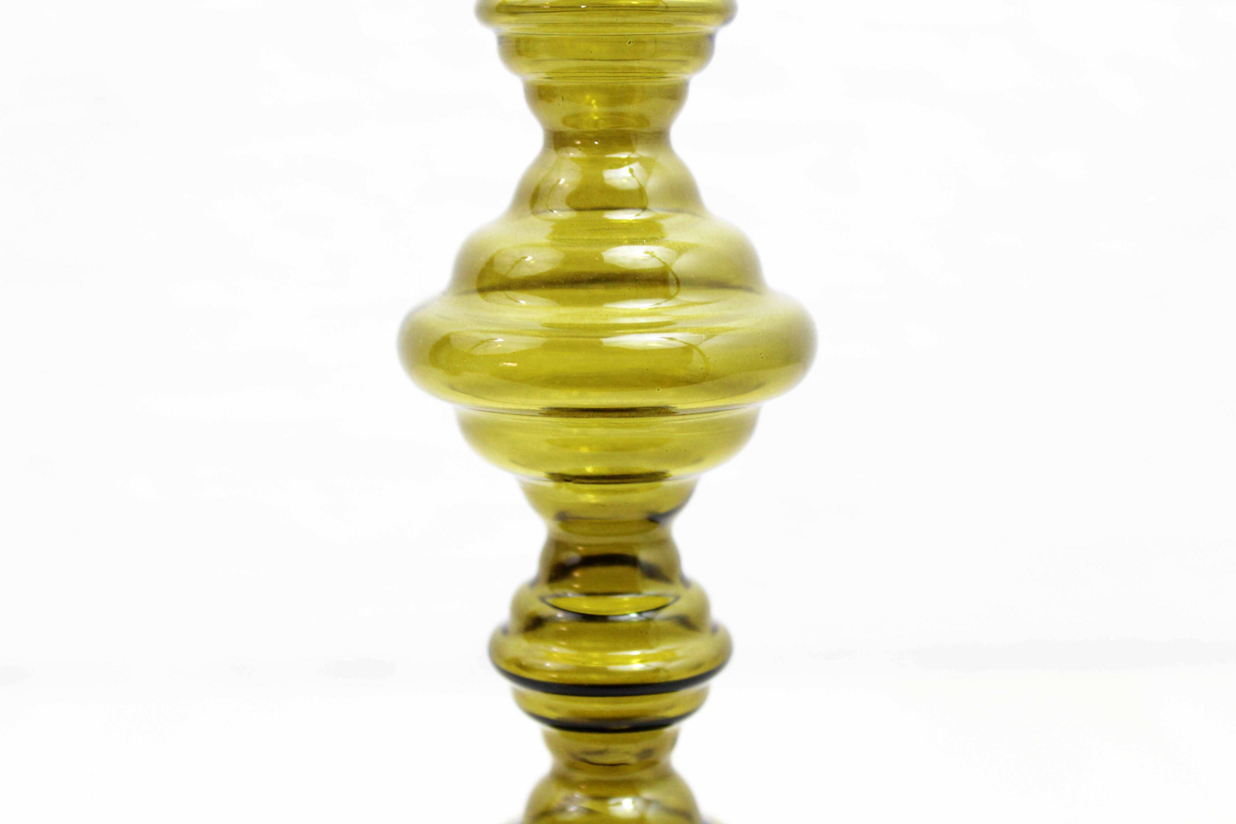 80s Amber Glass Candle Holder