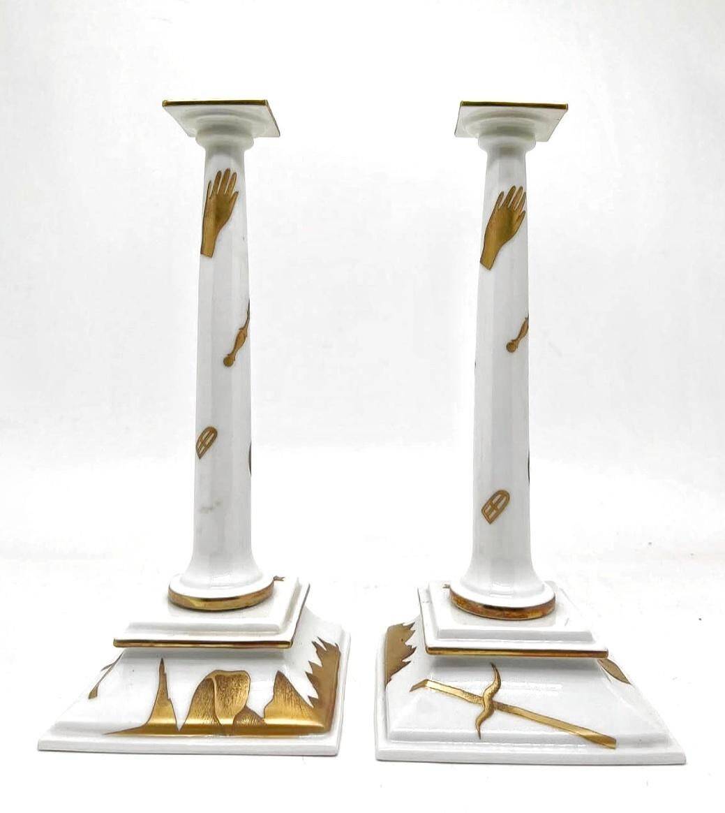 Rare pair of candlesticks designed by Gio Ponti for Ginori.