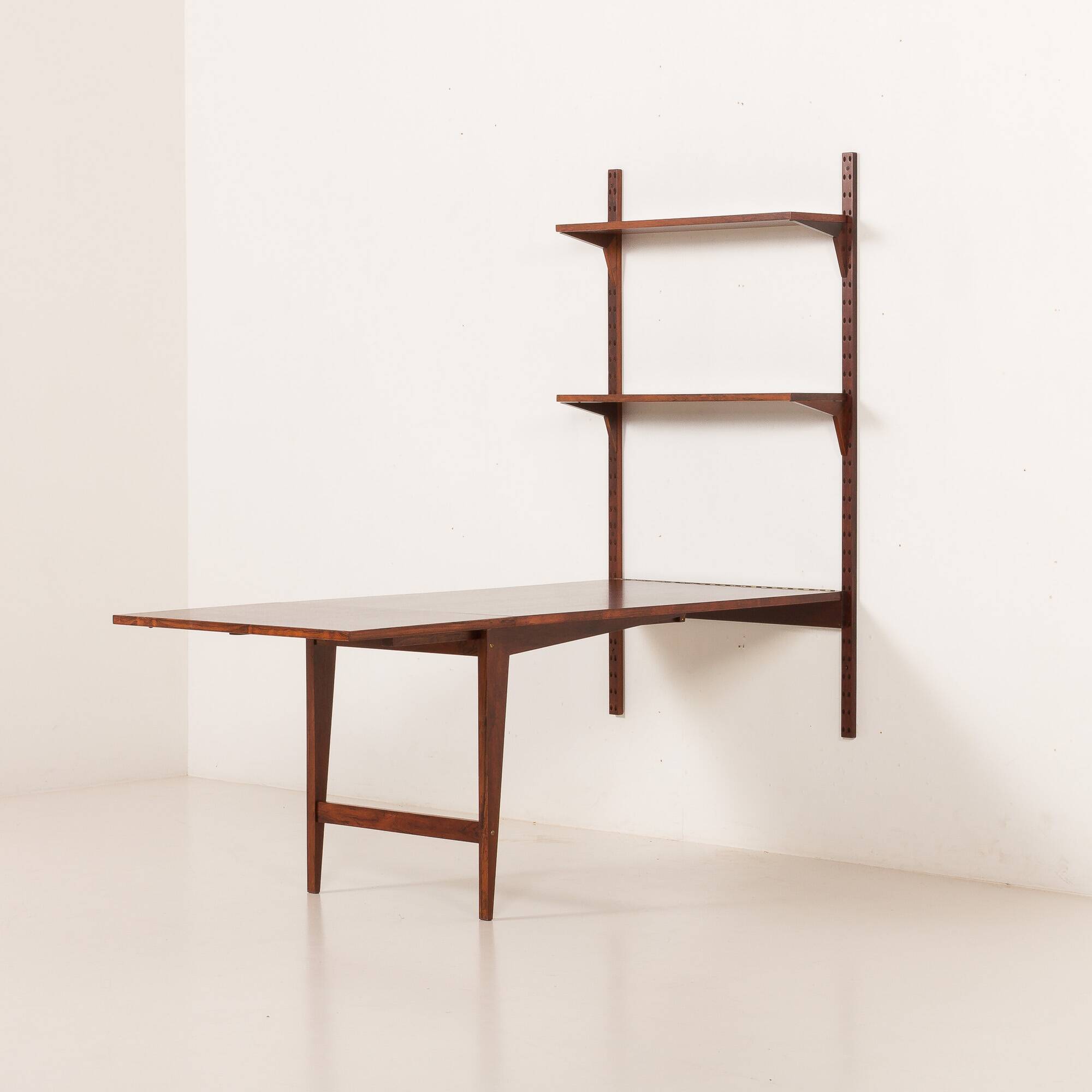 Poul Cadovius shelving wall unit with extendable  desk or a table for Cado,