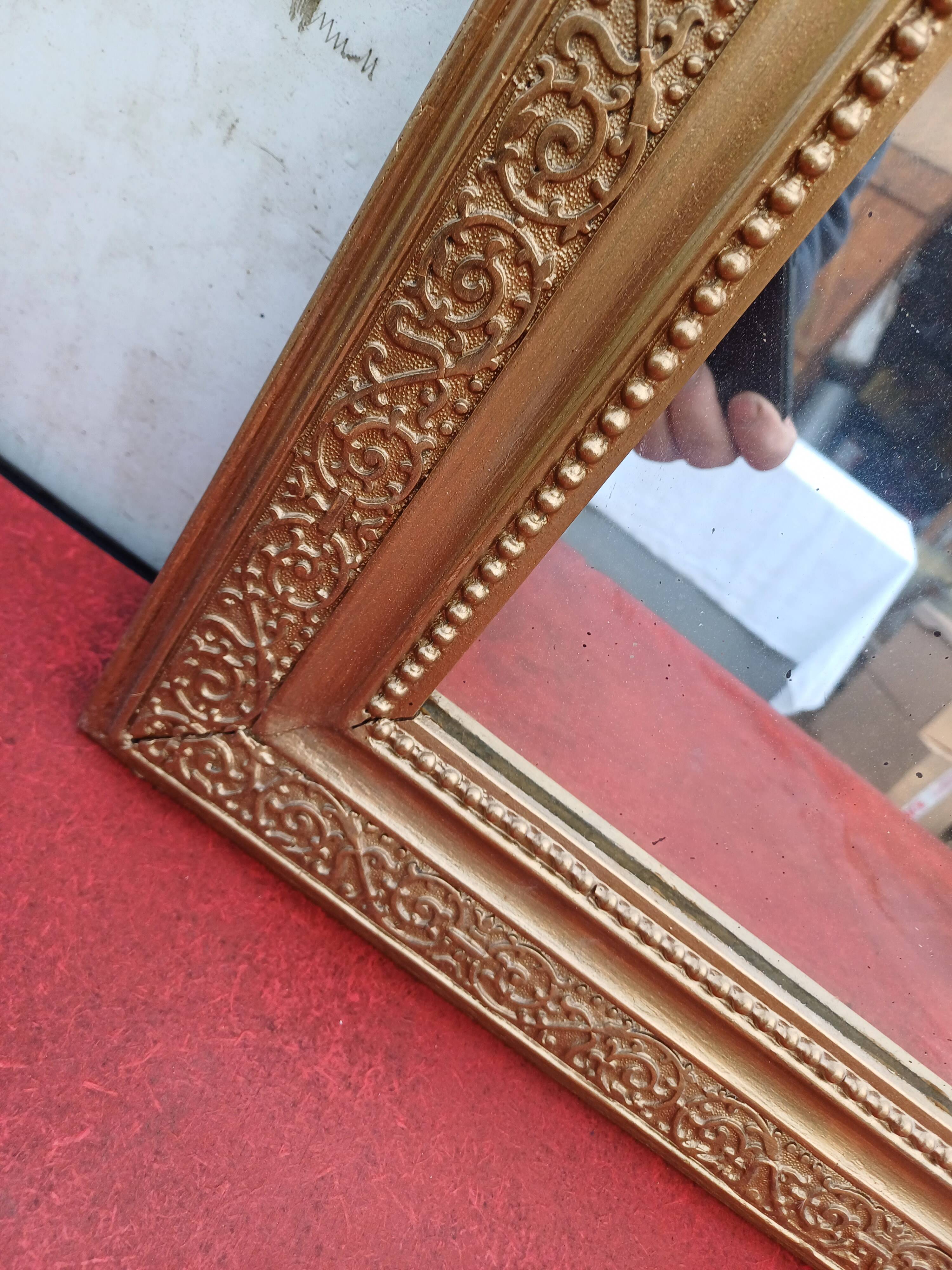 19th century wood and gilded stucco mirror