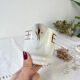 Vintage tea set in white porcelain with stripes, Moulin des Loups orcerame model "Richelieu"