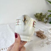 Vintage tea set in white porcelain with stripes, Moulin des Loups orcerame model "Richelieu"