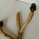 Rattan wall light trio