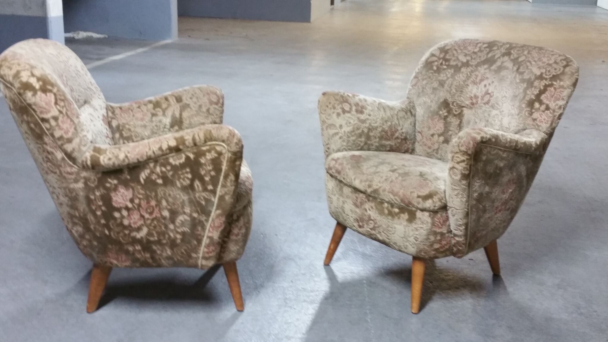 Pair of armchairs flower 50s