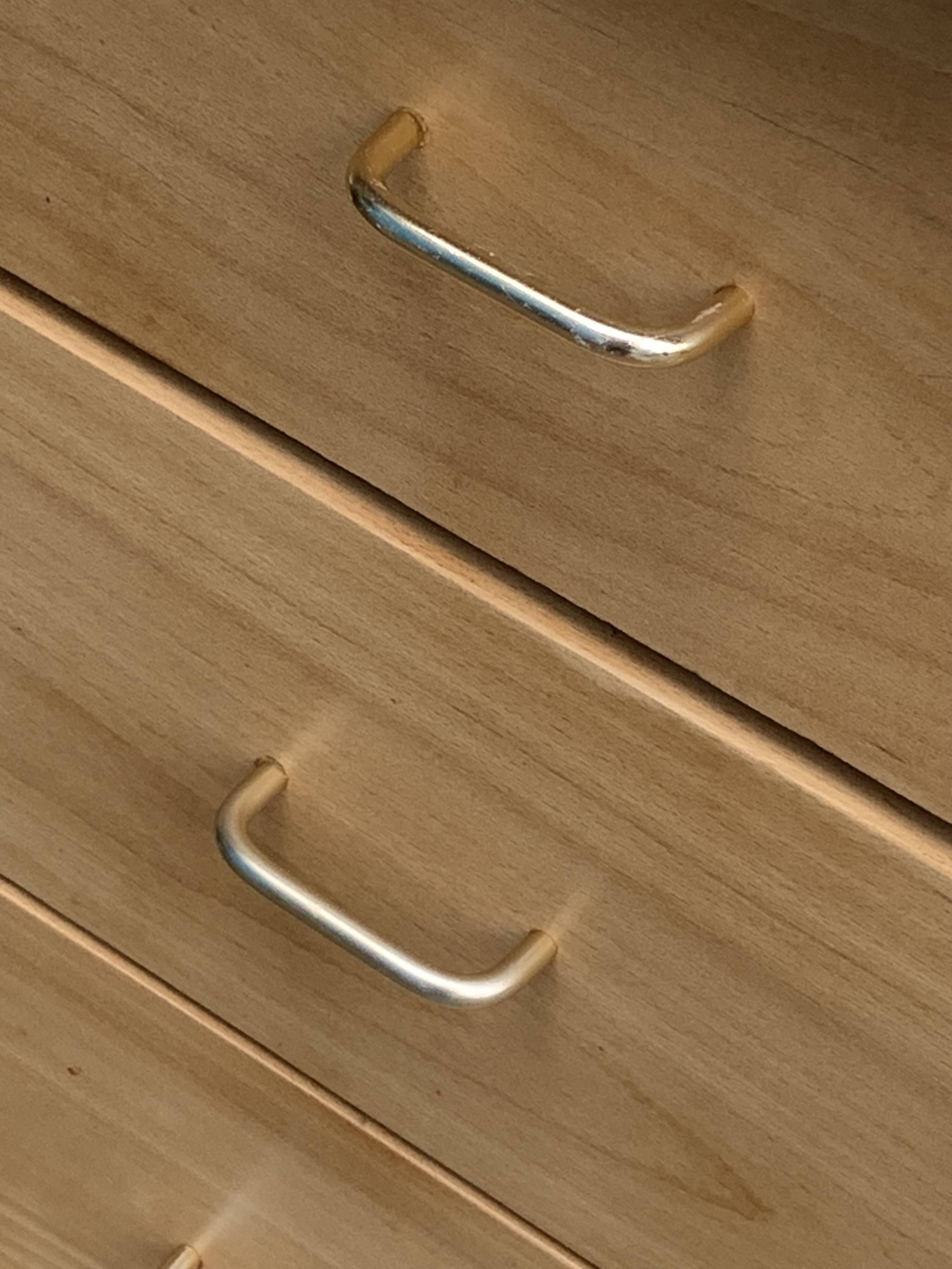 Vintage chest of drawers with compass feet, solid raw beech, 1960s