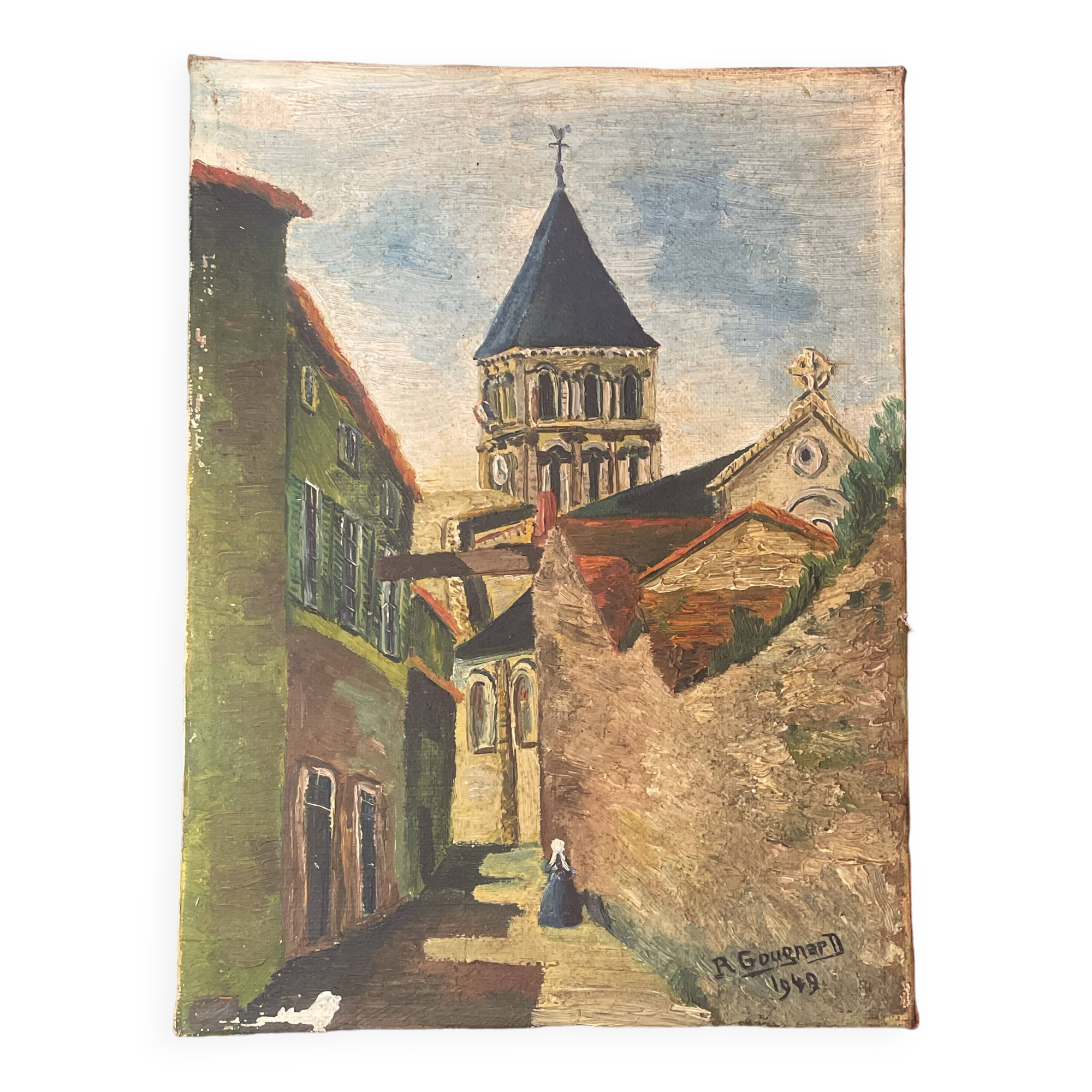 Oil on canvas saint-hilaire-des-loges robert gougnard 20th century