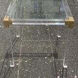 Sofa tip or transparent plexiglass, glass and brass 1970
