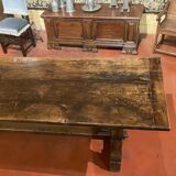 Impressive Spanish monastery table in oak, medieval style, 3m².