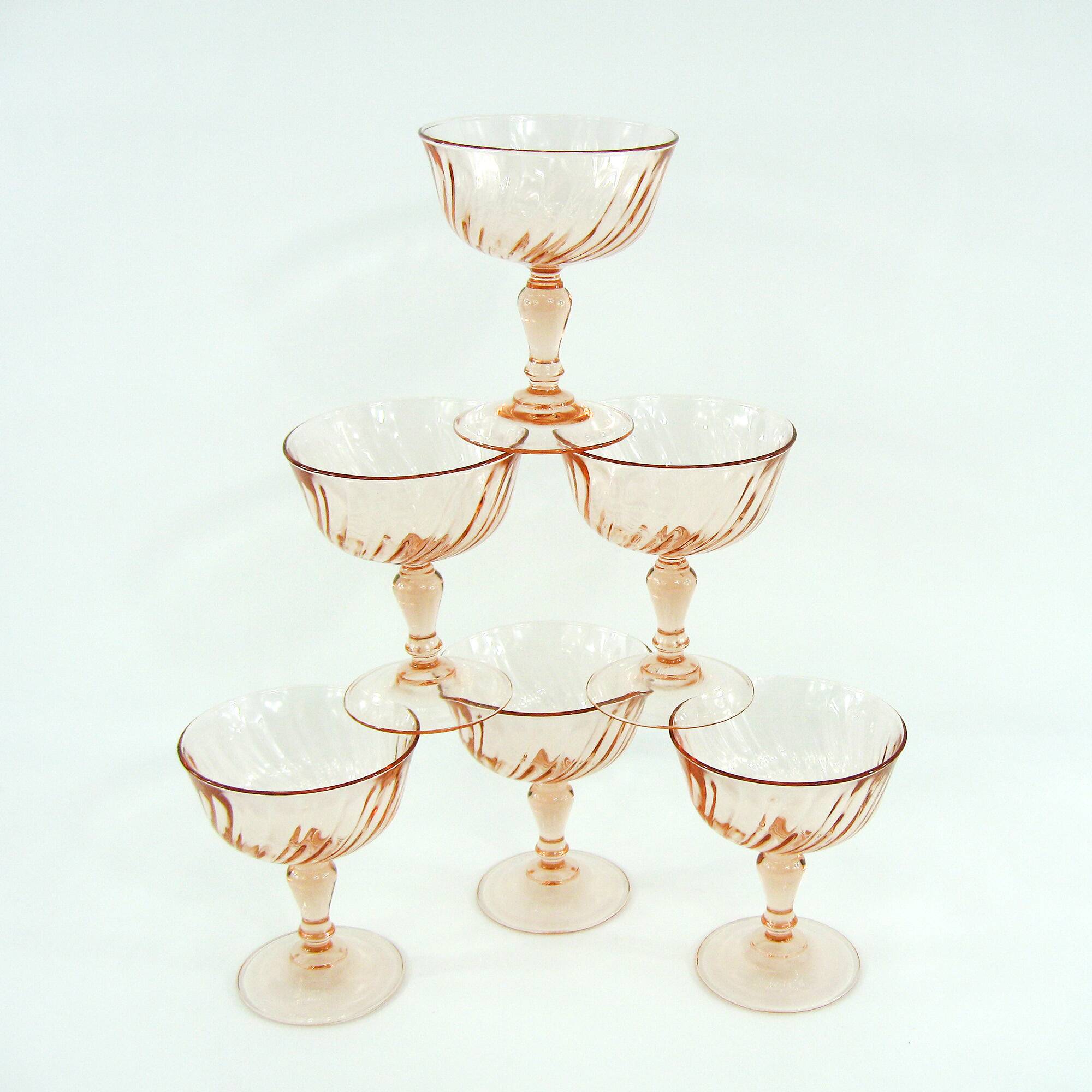 6 Rosaline Luminarc Arcoroc champagne glasses - vintage 80s