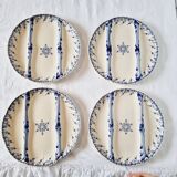 Special plate in iron earth from Sarraguemines Rouen model blue and white reliefs