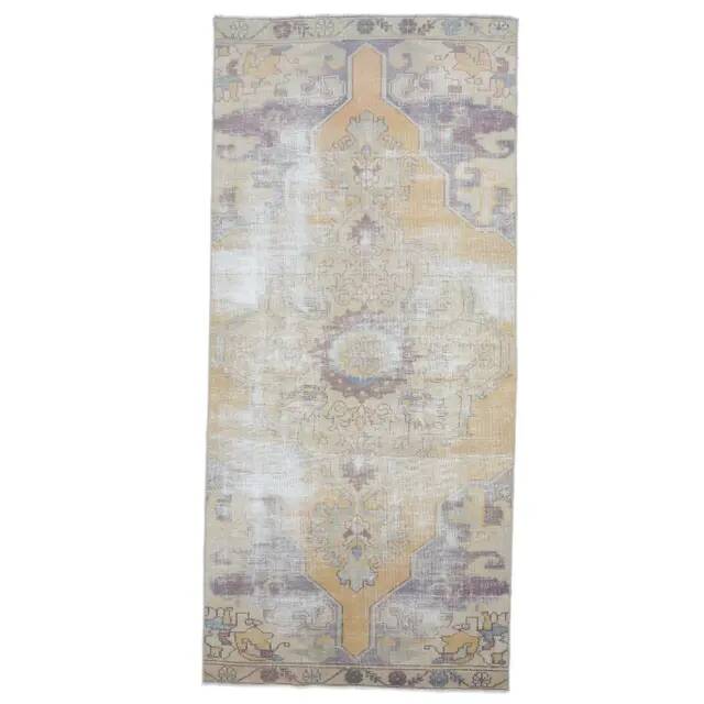 Vintage Turkish Oushak Handmade Wool Runner Rug 114x250