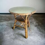 VINTAGE RATTAN COFFEE TABLE / SIDE TABLE / PLANT TABLE