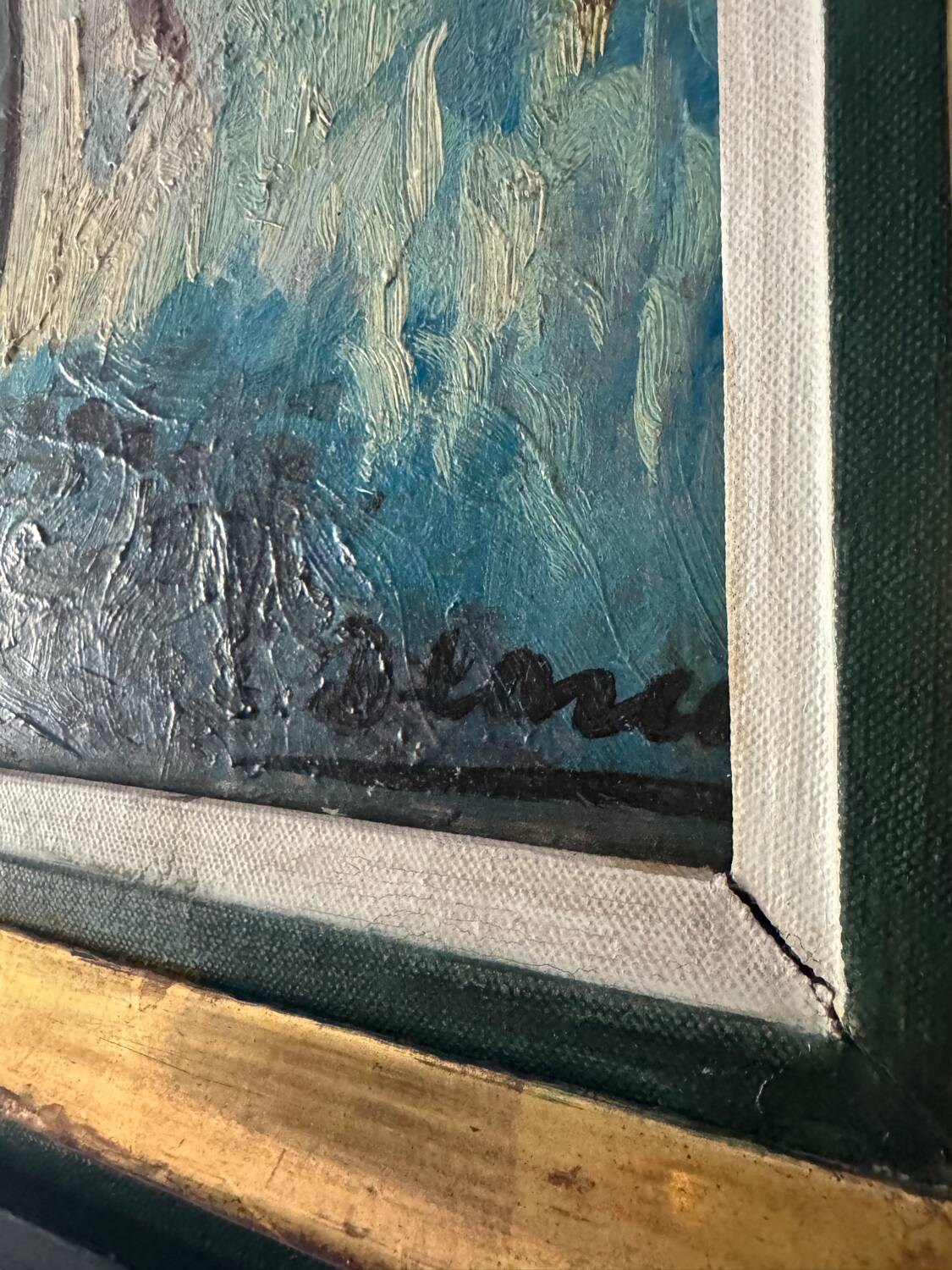 Peinture nature morte colorée 20ème cadre E.Bouche
