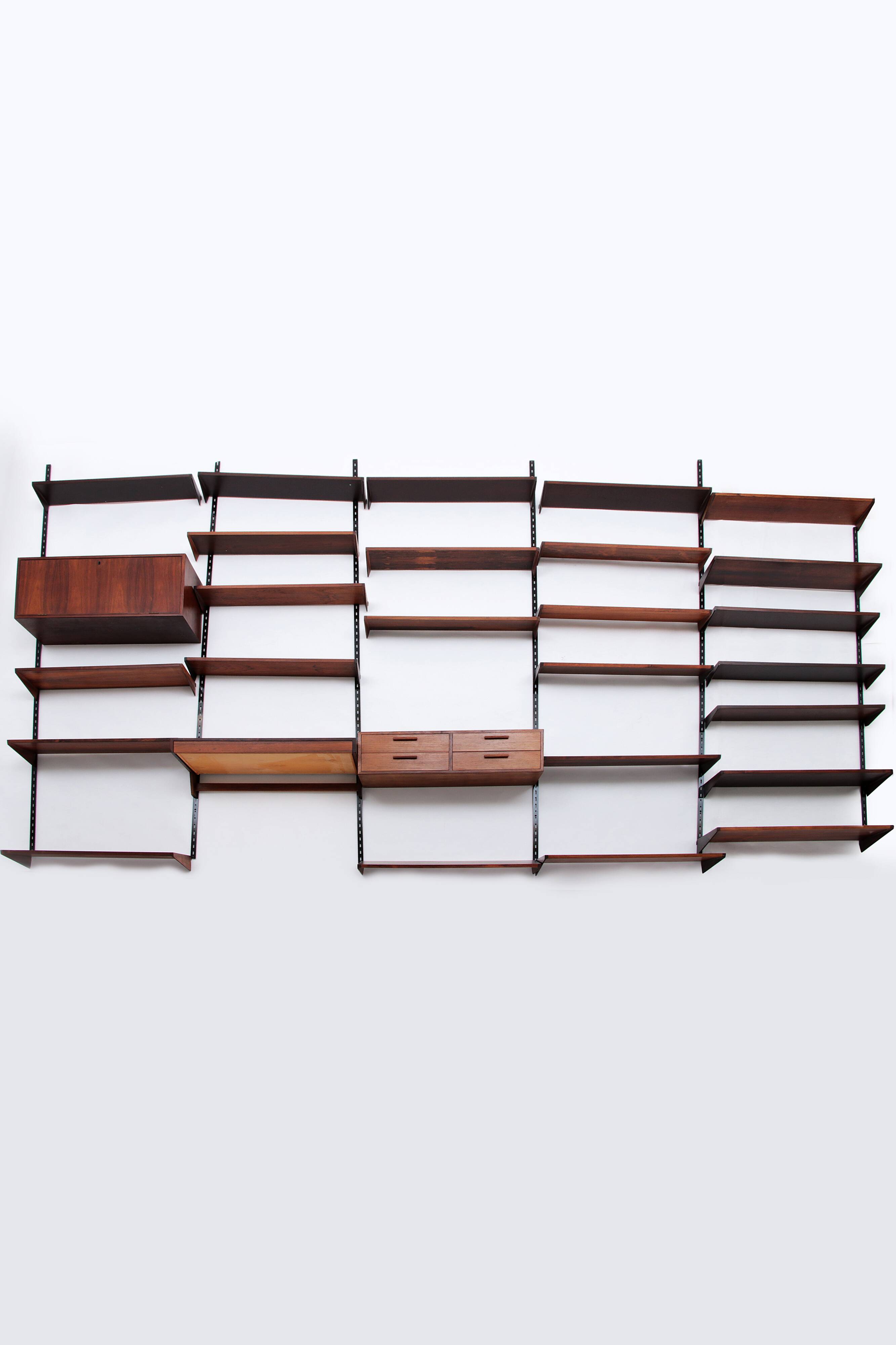 Modular Dark wooden Wall System from Kai Kristiansen - FM Møbler